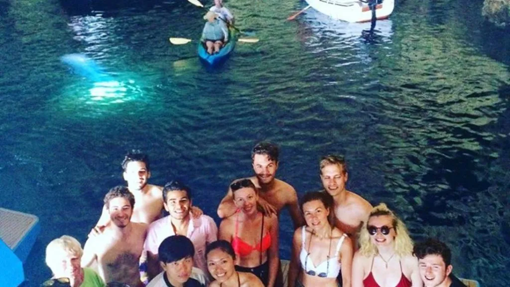 Group of friends swimming