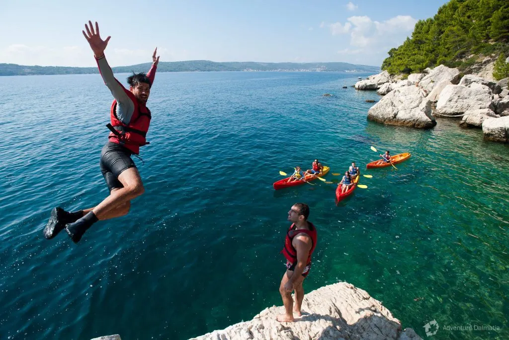 Kayaking and jumping