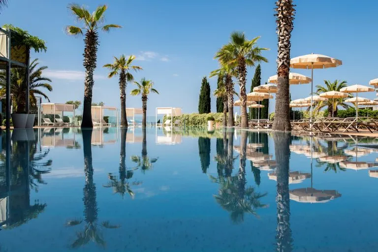 Palm trees and pool fun